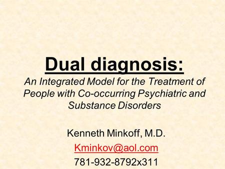 Dual Diagnosis - Handout