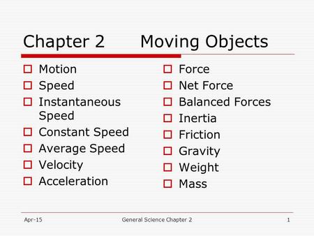 Chapter 2 Moving Objects