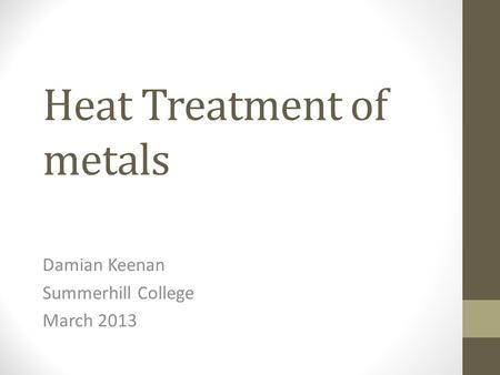 Heat Treatment of metals