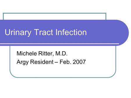 Urinary Tract Infection