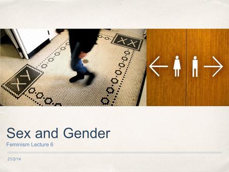 21/2/14 Sex and Gender Feminism Lecture 6. Introduction ✤ The Sex/Gender Distinction ✤ Traditional Feminist Accounts of Womanness ✤ Objections to Traditional.