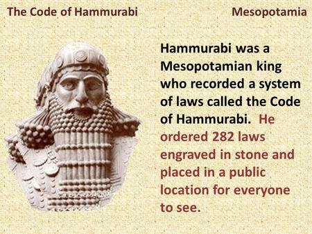 The Code of Hammurabi Mesopotamia