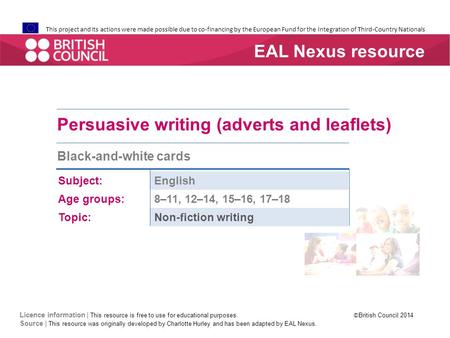 This project and its actions were made possible due to co-financing by the European Fund for the Integration of Third-Country Nationals Persuasive writing.