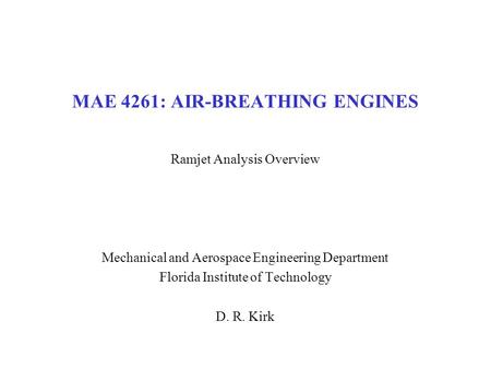 MAE 4261: AIR-BREATHING ENGINES