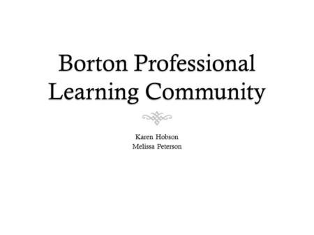 Borton Professional Learning Community Karen Hobson Melissa Peterson.