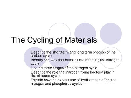 The Cycling of Materials