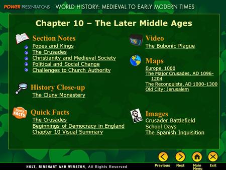 Chapter 10 – The Later Middle Ages