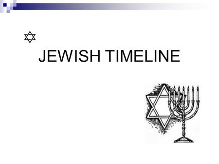 JEWISH TIMELINE. Abraham* SaraHagar Ismael* Isaac Rebekah Esau* Jacob RachelLeah *Ten children with Leah and concubines Judah- Descendants include David,