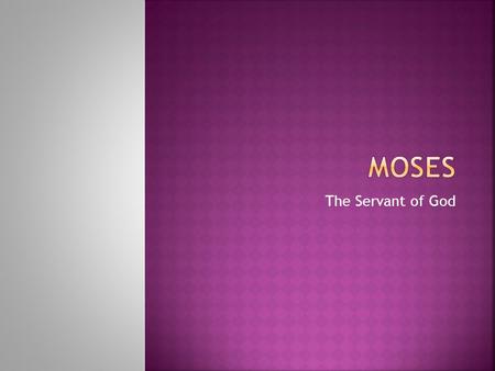 The Servant of God.  Exodus 1  Israelites multiplied in numbers and strength in Egypt  Joseph and his brothers dies  A new King comes to power with.