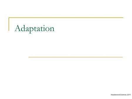 Adaptation Noadswood Science, 2011. Adaptation To understand how plants and animals are adapted for survival Tuesday, April 21, 2015.