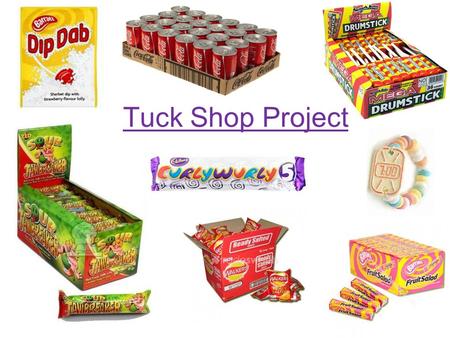 Tuck Shop Project. Your task: You are going to set up a tuck shop. You will be given a £40 start-up budget, and you must choose how to spend it. Use the.