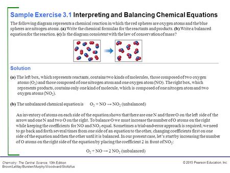 Sample Exercise 3.1 Interpreting and Balancing Chemical Equations