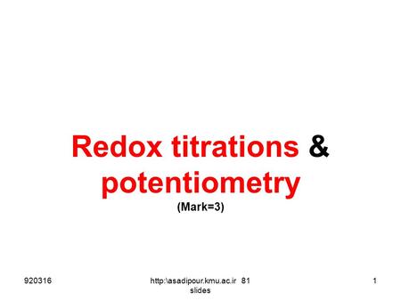 Redox titrations & potentiometry