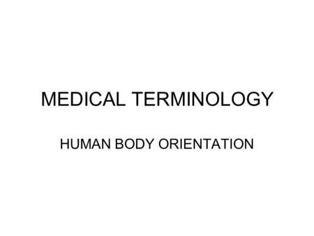 HUMAN BODY ORIENTATION