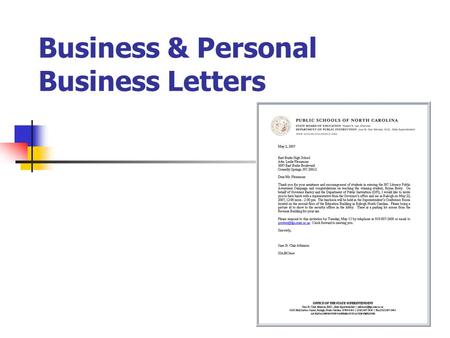 Business & Personal Business Letters