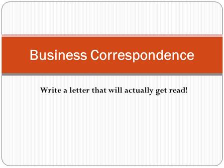 Business Correspondence