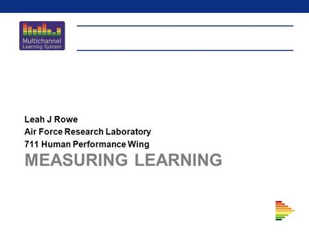 Measuring Learning Leah J Rowe Air Force Research Laboratory