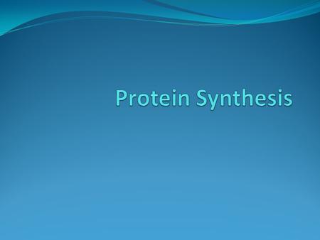 Protein Synthesis.