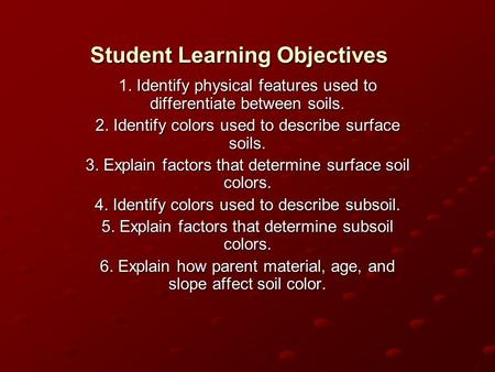 Student Learning Objectives