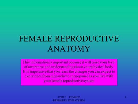 FEMALE REPRODUCTIVE ANATOMY