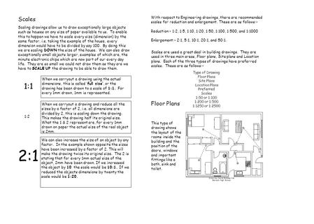 Scales Floor Plans Scaling drawings allow us to draw exceptionally large objects such as houses on any size of paper available to us. To enable this to.