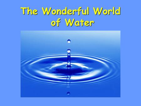 The Wonderful World of Water