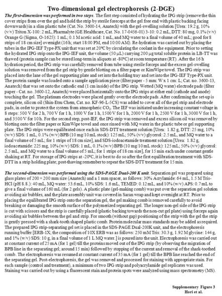 The first-dimension was performed in two steps. The first step consisted of hydrating the IPG strip (remove the thin cover strips from over the gel and.