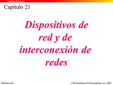 McGraw-Hill©The McGraw-Hill Companies, Inc., 2001 Capítulo 21 Dispositivos de red y de interconexión de redes.