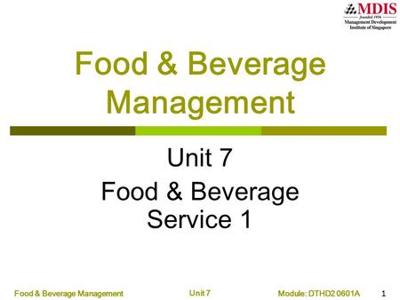 Food & Beverage Management