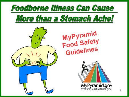 1 MyPyramid Food Safety Guidelines. 2 Estimates of foodborne illnesses in the U.S. each year: 76 million people become ill 5,000 people die.