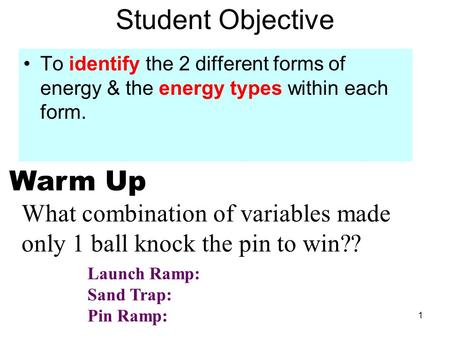 Student Objective Warm Up