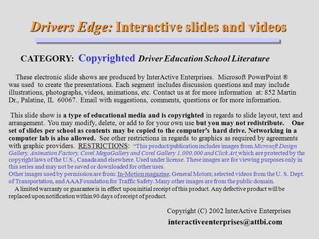 Drivers Edge: Interactive slides and videos