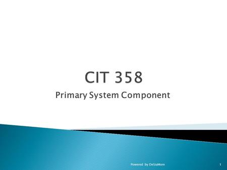 Primary System Component Powered by DeSiaMore1.  Electrostatic Discharge  Motherboard  Bus Slots and I/O Cards  Microprocessor Type and Specifications.