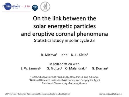 On the link between the solar energetic particles and eruptive coronal phenomena On the link between the solar energetic particles and eruptive coronal.