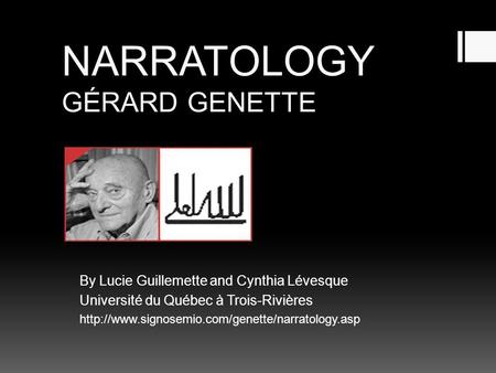 NARRATOLOGY GÉRARD GENETTE