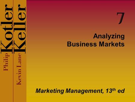 Analyzing Business Markets