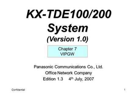 KX-TDE100/200 System (Version 1.0)