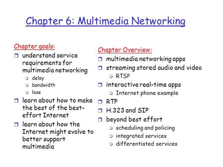 Chapter 6: Multimedia Networking