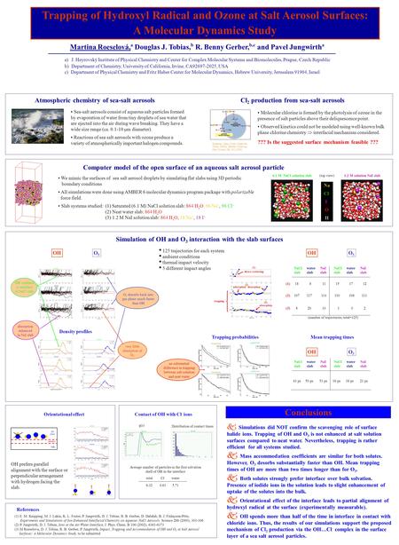 Trapping of Hydroxyl Radical and Ozone at Salt Aerosol Surfaces: A Molecular Dynamics Study Martina Roeselová, a Douglas J. Tobias, b R. Benny Gerber,