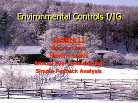 Environmental Controls I/IG