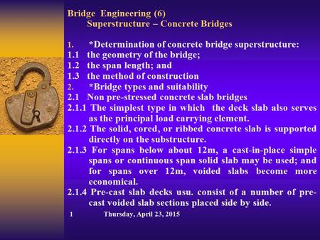 Bridge Engineering (6) Superstructure – Concrete Bridges