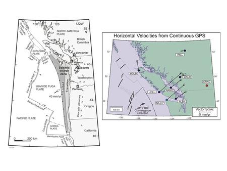 This is a computer model of the thermal structure of a subduction zone (convergence at 6 cm/year) showing how cool rocks of the slab pass to great depths,