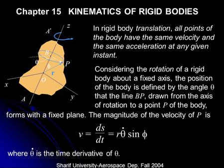 Chapter 15 KINEMATICS OF RIGID BODIES