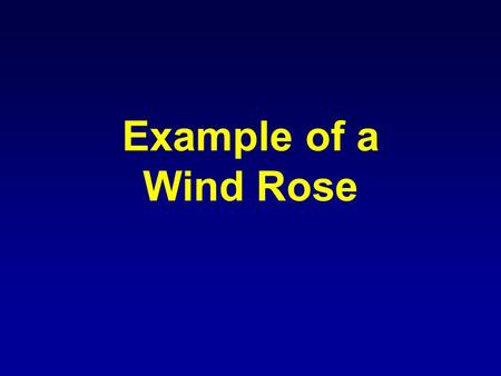 Example of a Wind Rose. Broken into Sixteen Quadrants of Wind Direction Broken into percent of occurrence Broken into Wind Speed (units in km/hr)