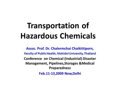 Transportation of Hazardous Chemicals