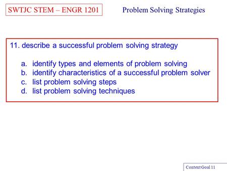 Problem Solving Strategies