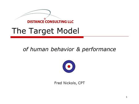 The Target Model of human behavior & performance Fred Nickols, CPT 1.