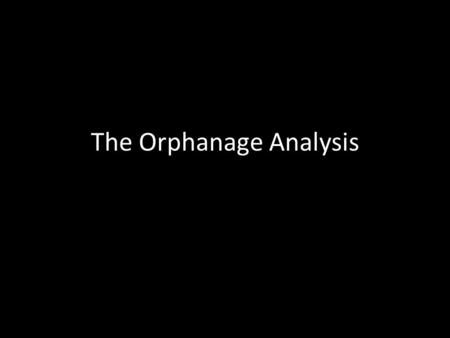 The Orphanage Analysis. Kim’s summary In the movie The Orphanage, Laura, her husband Carlos, and their son Simon are moving into the childhood orphanage.