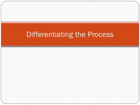 Differentiating the Process. Product Help students rethink, use, and extend what they have learned over a long period of time Represent student understandings.