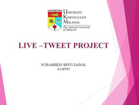 LIVE –TWEET PROJECT NURASHIKIN BINTI ZAINAL A148593.